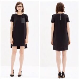Madewell Leather Pocket T-Shirt Dress in Black